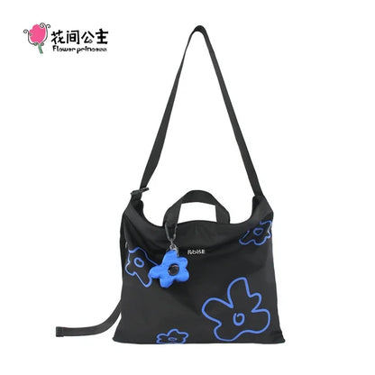 Flower Princess Noise Women's Bag 2024 Trend Klein Blue Shoulder Tote Big Crossbody Nylon Cloth Designer Bags For Women