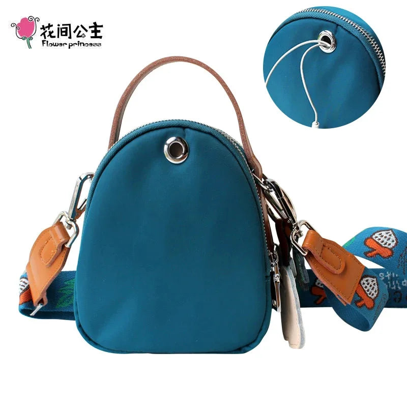 Flower Princess Original Embroidery Women Handbags Cartoon Squirrel Female Shoulder Wide Strap Lady Mini Crossbody Bags