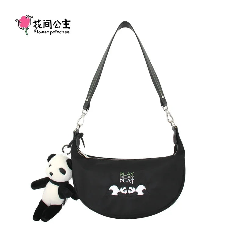 Flower Princess PLAY Women's Bag Designer Half Moon Underarm Crossbody Shoulder Nylon Black Handbag Summer Female Bags for Women