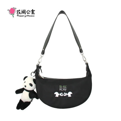 Flower Princess PLAY Women's Bag Designer Half Moon Underarm Crossbody Shoulder Nylon Black Handbag Summer Female Bags for Women
