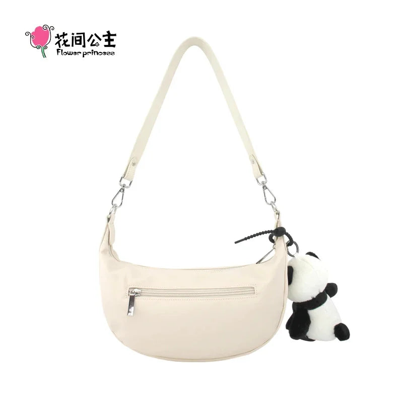Flower Princess PLAY Women's Bag Designer Half Moon Underarm Crossbody Shoulder Nylon Black Handbag Summer Female Bags for Women