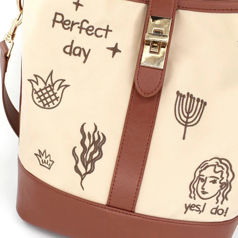 Flower Princess Perfect Day Women's 2024 Fall/Winter Shoulder Crossbody New Fashion Nylon Original Female Bucket Bag Ladies