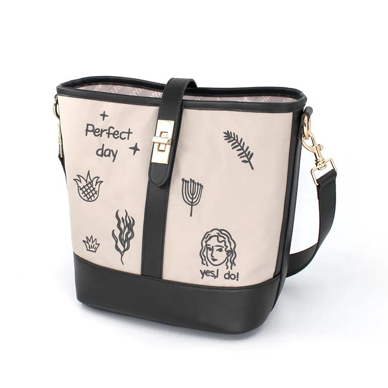 Flower Princess Perfect Day Women's 2024 Fall/Winter Shoulder Crossbody New Fashion Nylon Original Female Bucket Bag Ladies