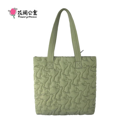 Flower Princess Rabbit Women's Bag New 2024 Trend Fashion Cute Quilted Tote Shoulder Designer Female Big Large Bags for Women