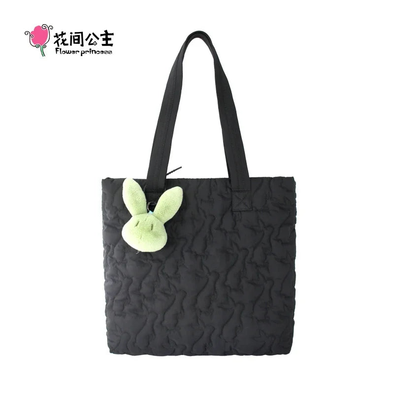 Flower Princess Rabbit Women's Bag New 2024 Trend Fashion Cute Quilted Tote Shoulder Designer Female Big Large Bags for Women