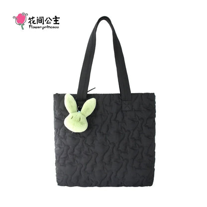 Flower Princess Rabbit Women's Bag New 2024 Trend Fashion Cute Quilted Tote Shoulder Designer Female Big Large Bags for Women