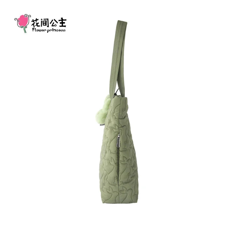 Flower Princess Rabbit Women's Bag New 2024 Trend Fashion Cute Quilted Tote Shoulder Designer Female Big Large Bags for Women