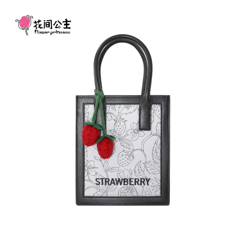 Flower Princess Strawberry Women's 2024 Trend Fashion Small Square Cell Phone Crossbody Bag New in Handbag for Women