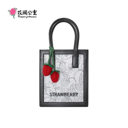 Flower Princess Strawberry Women's 2024 Trend Fashion Small Square Cell Phone Crossbody Bag New in Handbag for Women