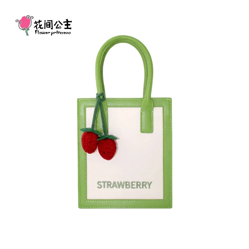 Flower Princess Strawberry Women's 2024 Trend Fashion Small Square Cell Phone Crossbody Bag New in Handbag for Women
