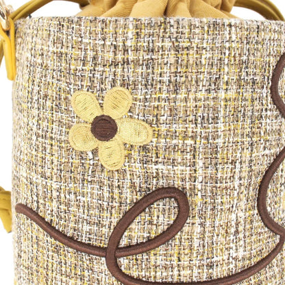 Flower Princess Sunset 2024 Spring Women's New Imitation Linen Cloth Small Fresh Fancy Handbag Crossbody Shoulder Bucket Bag