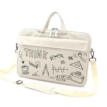 Flower Princess THINK 14 Inch Women's Laptop Bag Handbag Crossbody 2024 Original Embroidered Nylon Business Water Repellent Bags