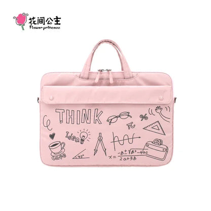 Flower Princess THINK 14 Inch Women's Laptop Bag Handbag Crossbody 2024 Original Embroidered Nylon Business Water Repellent Bags