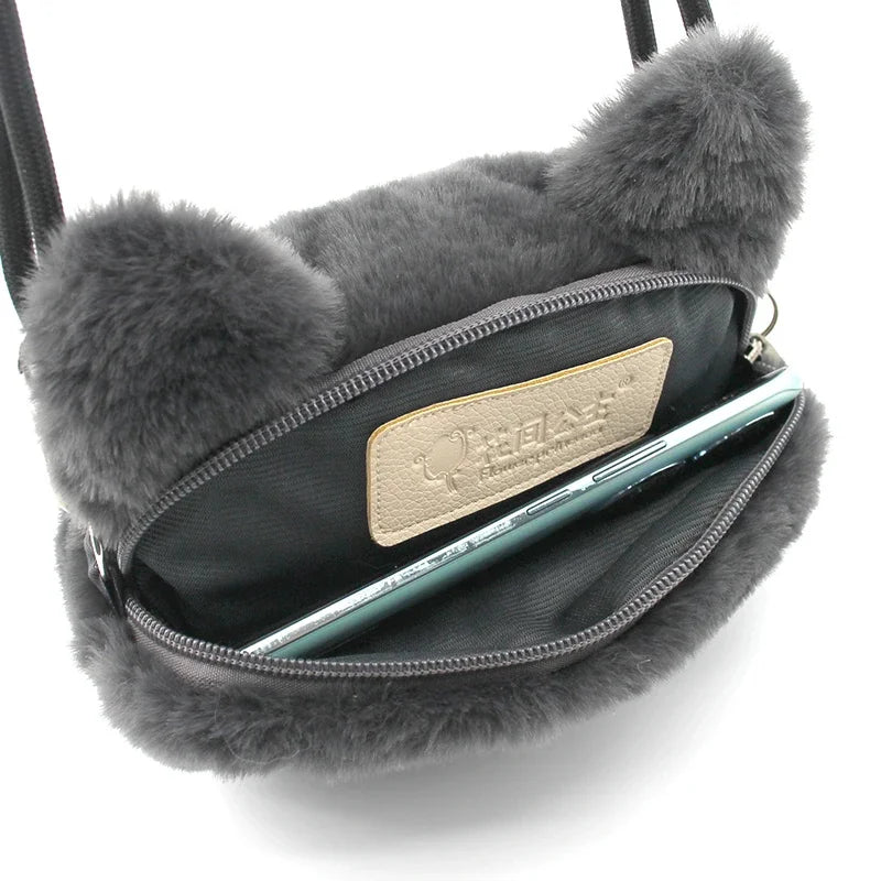 Flower Princess Three Cats Series Women's Bag Original Design Small Comfortable Plush Cute Cat Crossbody Bags for Phone