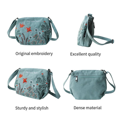Flower Princess Women Crossbody Summer Canvas Embroidery Girls Shoulder s Female Casual Handbags Small Purse Fashion Bag
