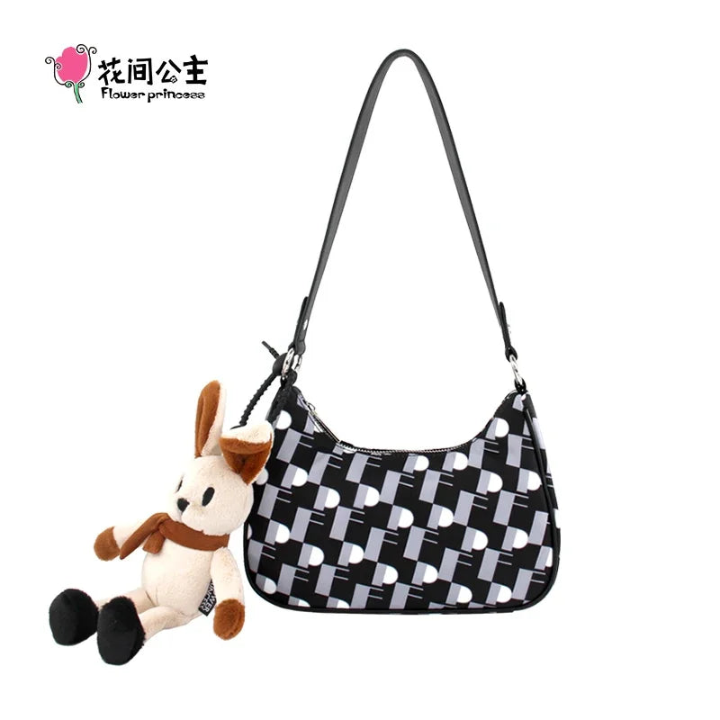Flower Princess Women's Bag Fashion New 2024 Trend Cute Designer Female Handbags Shoulder Underarm Crossbody Bags for Women
