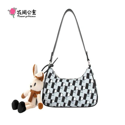 Flower Princess Women's Bag Fashion New 2024 Trend Cute Designer Female Handbags Shoulder Underarm Crossbody Bags for Women