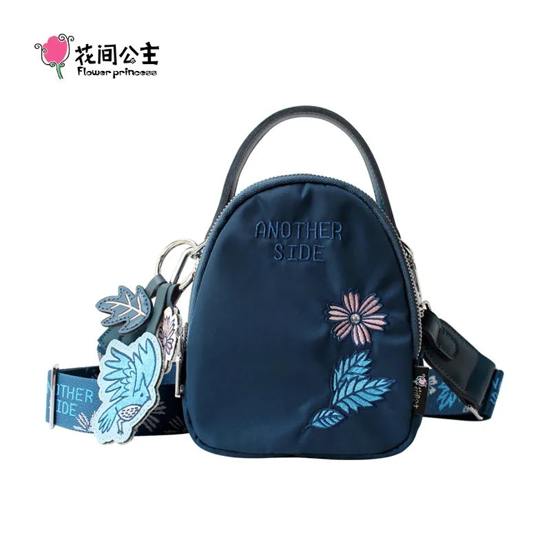 Flower Princess Women's Bag For Phone Original Women Summer Wide Strap Fashion Small Mini Crossbody Shoulder Nylon Cloth Bags