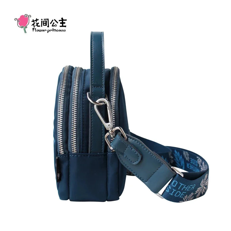 Flower Princess Women's Bag For Phone Original Women Summer Wide Strap Fashion Small Mini Crossbody Shoulder Nylon Cloth Bags