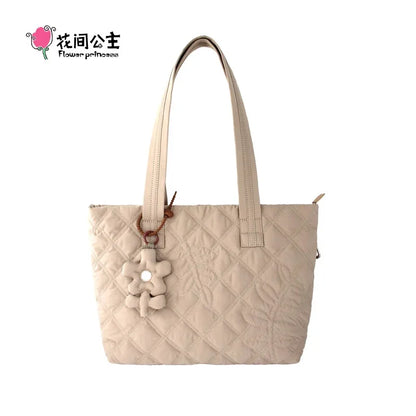 Flower Princess Women's Bag New 2024 Trend Fashion Designer Brand Shoulder Tote Handbag Quilted Female Big Large Bags for Women