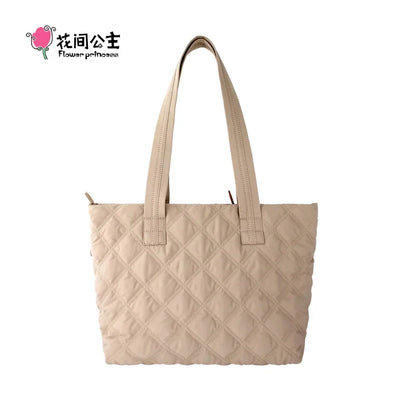Flower Princess Women's Bag New 2024 Trend Fashion Designer Brand Shoulder Tote Handbag Quilted Female Big Large Bags for Women