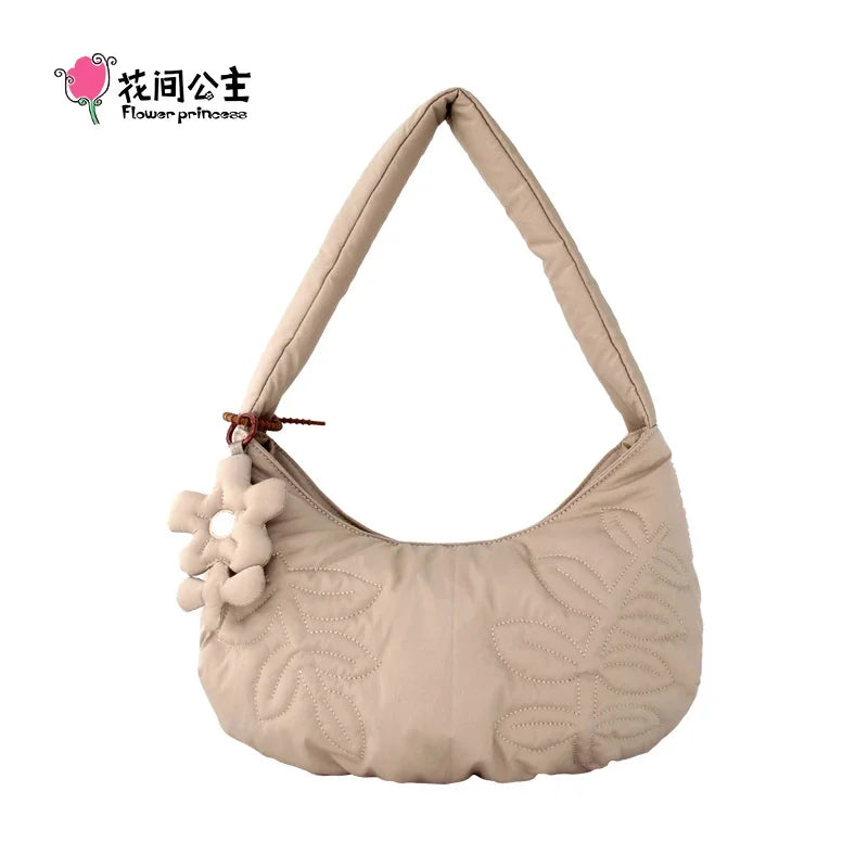 Flower Princess Women's Bag New 2024 Trend Fashion Quilted Underarm Shoulder Strap Handbags Designer Female Small Bags for Women