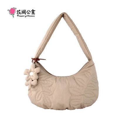 Flower Princess Women's Bag New 2024 Trend Fashion Quilted Underarm Shoulder Strap Handbags Designer Female Small Bags for Women
