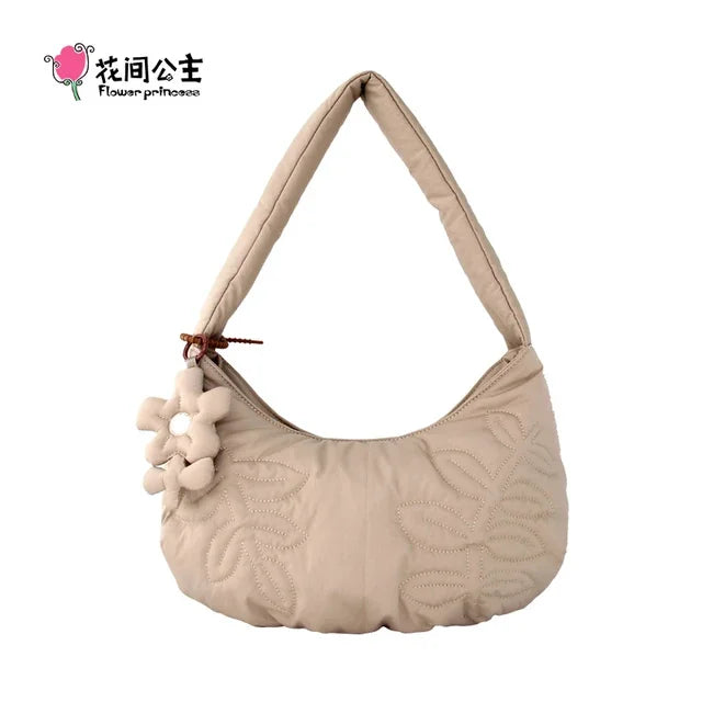 Flower Princess Women's Bag New 2024 Trend Fashion Quilted Underarm Shoulder Strap Handbags Designer Female Small Bags for Women