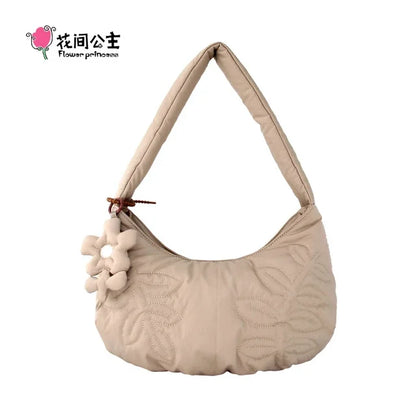 Flower Princess Women's Bag New 2024 Trend Fashion Quilted Underarm Shoulder Strap Handbags Designer Female Small Bags for Women