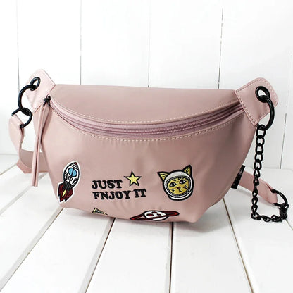 Flower Princess Women's Chest Bag 2024 Trend Fashion Spring Nylon Pink Black Small Female Girl Shoulder Crossbody Messenger Bags