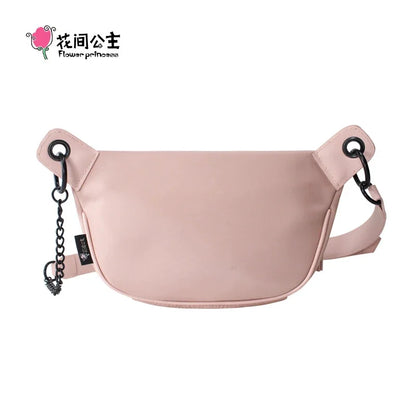 Flower Princess Women's Chest Bag 2024 Trend Fashion Spring Nylon Pink Black Small Female Girl Shoulder Crossbody Messenger Bags