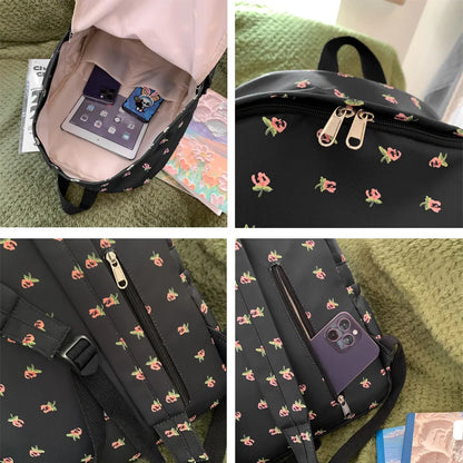 Flower Printing Woman Backpack 2023 New Cute Schoolbag Student Book School Bag For Teenage Girls Boys High Quality Rucksack