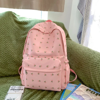 Flower Printing Woman Backpack 2023 New Cute Schoolbag Student Book School Bag For Teenage Girls Boys High Quality Rucksack