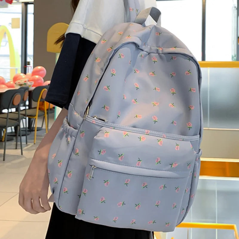 Flower Printing Woman Backpack 2023 New Cute Schoolbag Student Book School Bag For Teenage Girls Boys High Quality Rucksack