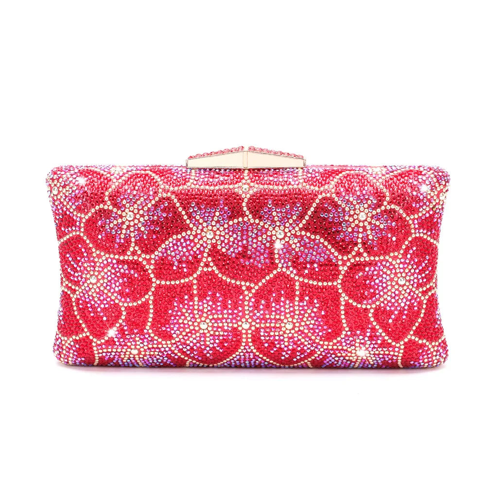 Flower Rhinestone Woman Crystal Birthday Party Evening Bag Weddng Bridal Cocktail Prom Diamond Clutch Purse Female Gala Handbag