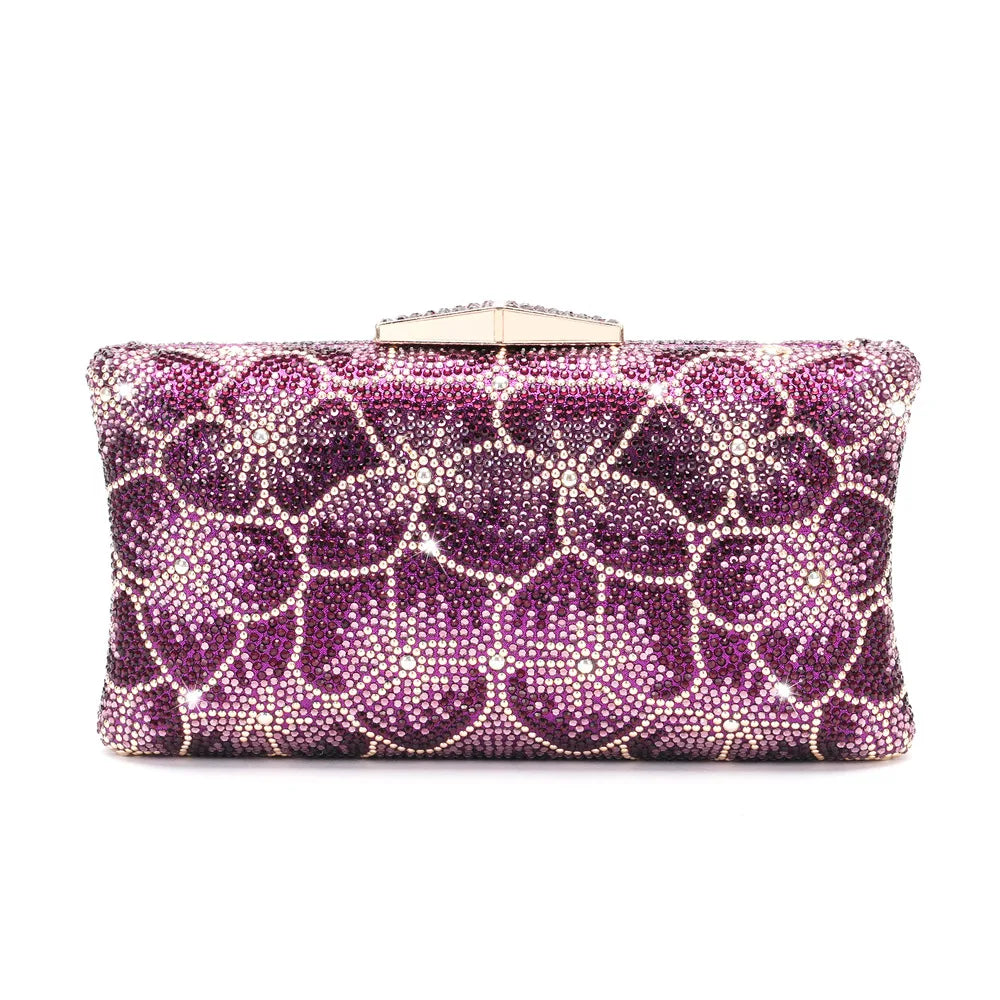 Flower Rhinestone Woman Crystal Birthday Party Evening Bag Weddng Bridal Cocktail Prom Diamond Clutch Purse Female Gala Handbag
