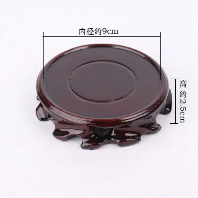 Flower pot round base wood solid wood round wooden base purple clay pot stone vase flower pot base wood carving coaster