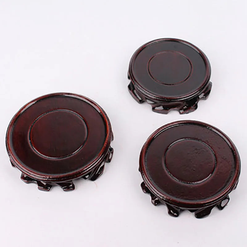 Flower pot round base wood solid wood round wooden base purple clay pot stone vase flower pot base wood carving coaster