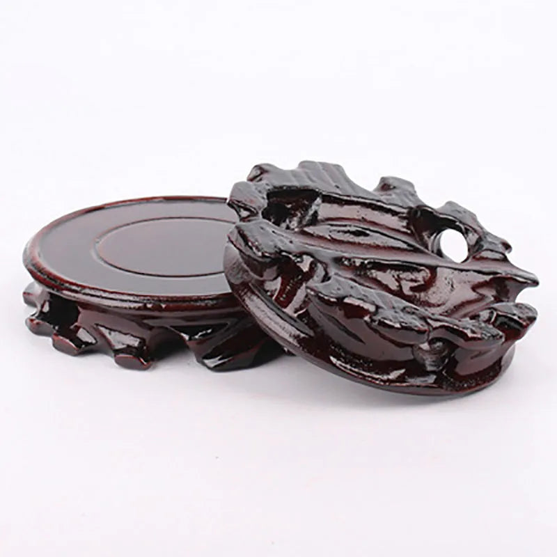 Flower pot round base wood solid wood round wooden base purple clay pot stone vase flower pot base wood carving coaster