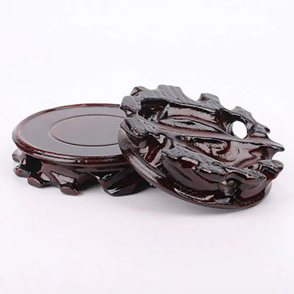 Flower pot round base wood solid wood round wooden base purple clay pot stone vase flower pot base wood carving coaster