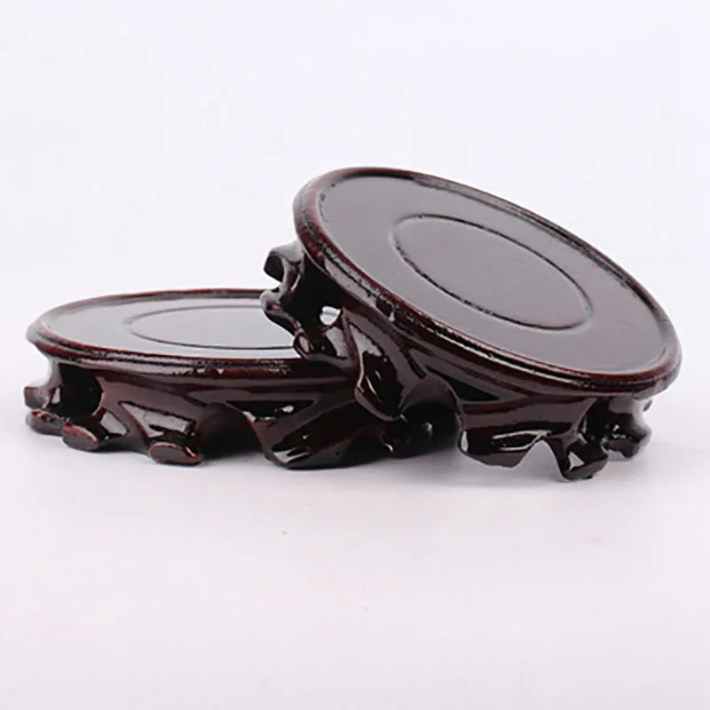 Flower pot round base wood solid wood round wooden base purple clay pot stone vase flower pot base wood carving coaster