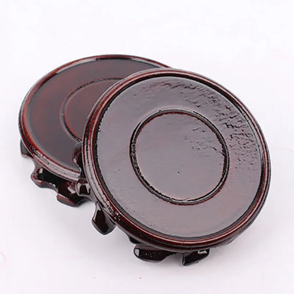 Flower pot round base wood solid wood round wooden base purple clay pot stone vase flower pot base wood carving coaster