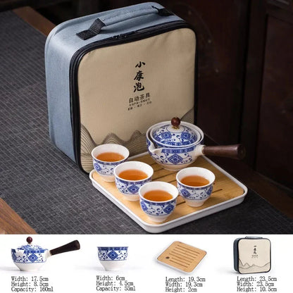 Flowers Exquisite Stone Grinding Shape Tea Set Handmade Tea Pot Cup Set Chinese Tea Ceremony Gift GungFu Tea Cup Teaware Unique