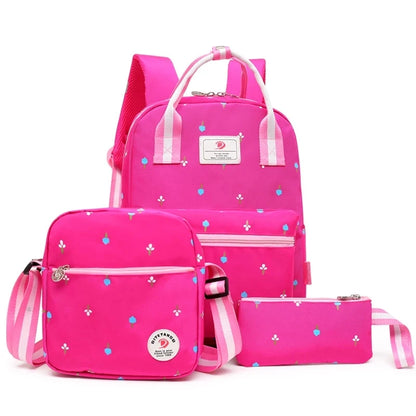 Flowers Printing School Bags Canvas Backpacks 3pcs/set Schoolbag Kids Lovely Backpack For Children Girls Book Bag Mochila sac