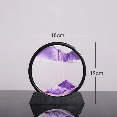 Flowing Sand Painting,Round Glass 3D Natural Landscape Dynamic Art Sand Painting for Home Ornament Desktop Art Bookshelves Decor