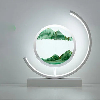 Flowing Sand Painting,Round Glass 3D Natural Landscape Dynamic Art Sand Painting for Home Ornament Desktop Art Bookshelves Decor