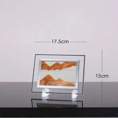 Flowing Sand Painting,Round Glass 3D Natural Landscape Dynamic Art Sand Painting for Home Ornament Desktop Art Bookshelves Decor