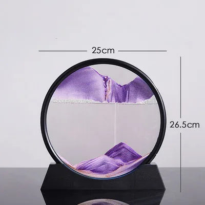 Flowing Sand Painting,Round Glass 3D Natural Landscape Dynamic Art Sand Painting for Home Ornament Desktop Art Bookshelves Decor
