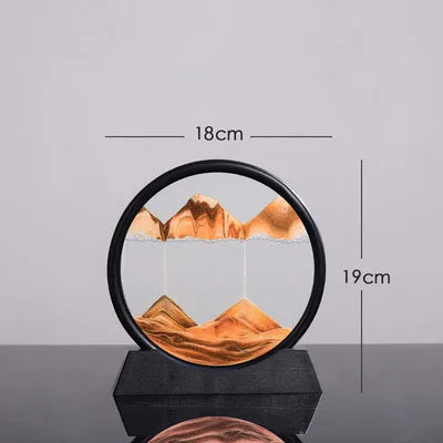 Flowing Sand Painting,Round Glass 3D Natural Landscape Dynamic Art Sand Painting for Home Ornament Desktop Art Bookshelves Decor
