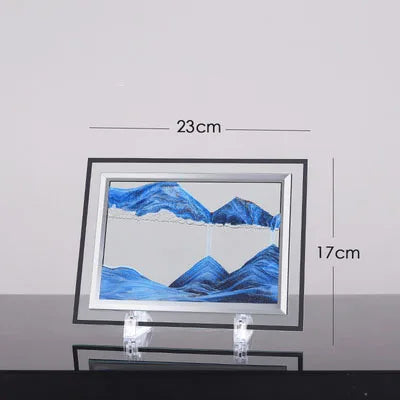 Flowing Sand Painting,Round Glass 3D Natural Landscape Dynamic Art Sand Painting for Home Ornament Desktop Art Bookshelves Decor